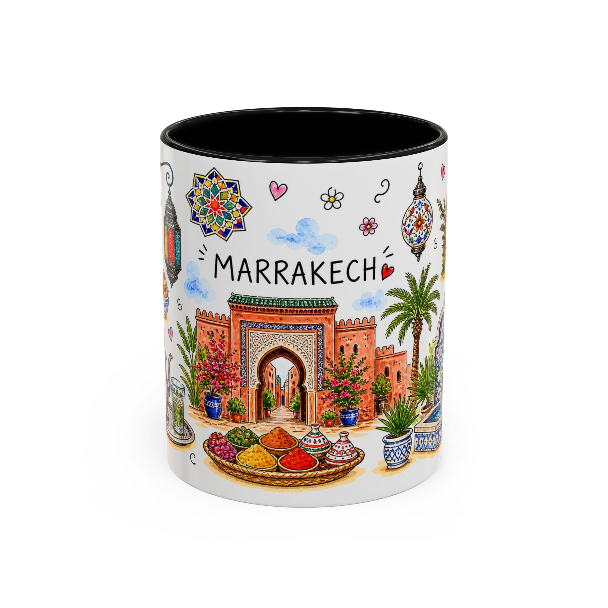 Marrakech Illustrated Travel Mug | City Souvenir Accent Coffee Mug | 11oz 15oz Ceramic Cup