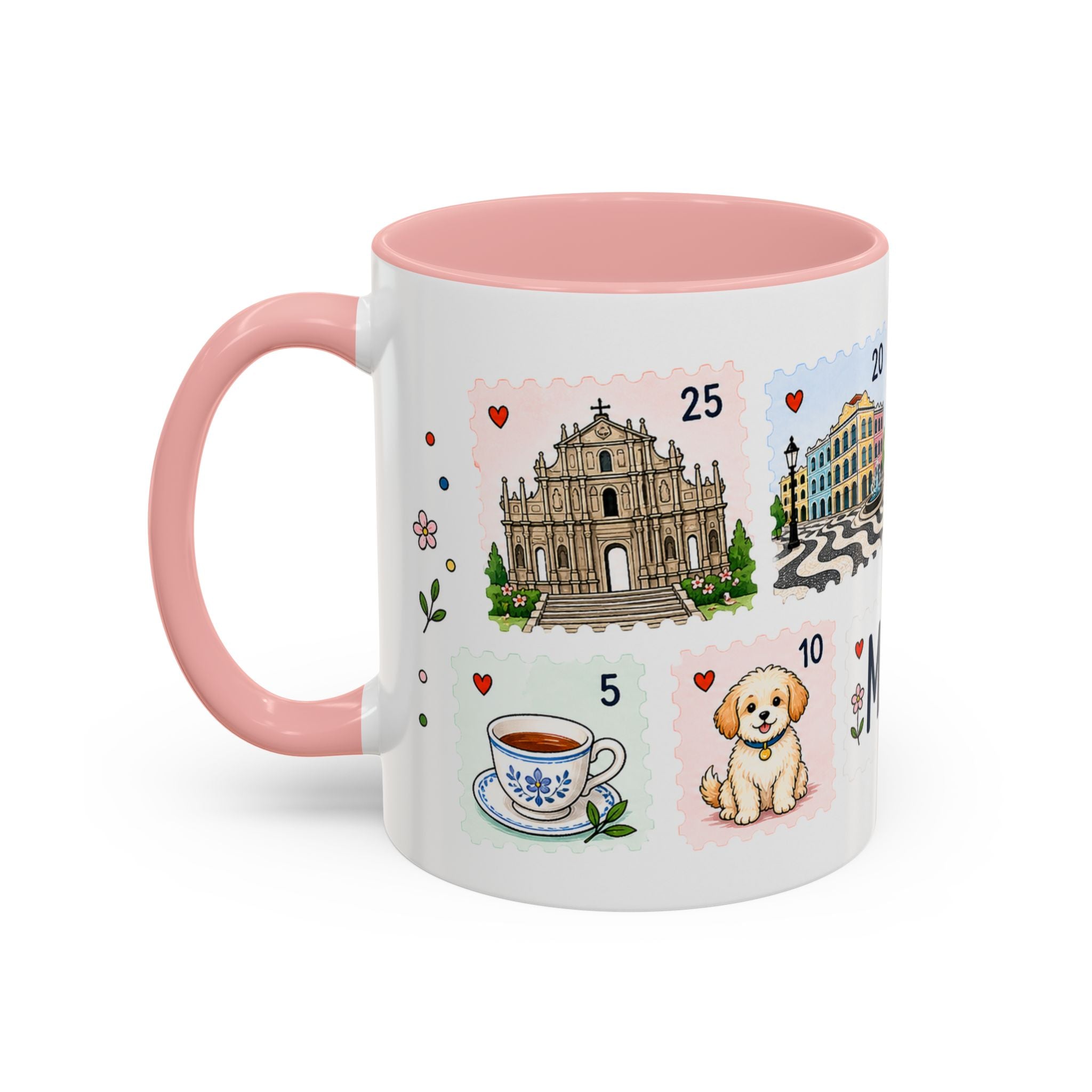 Macau Coffee Mug | Postage Stamp Collage Mug | Travel Souvenir Accent Cup 11oz 15oz