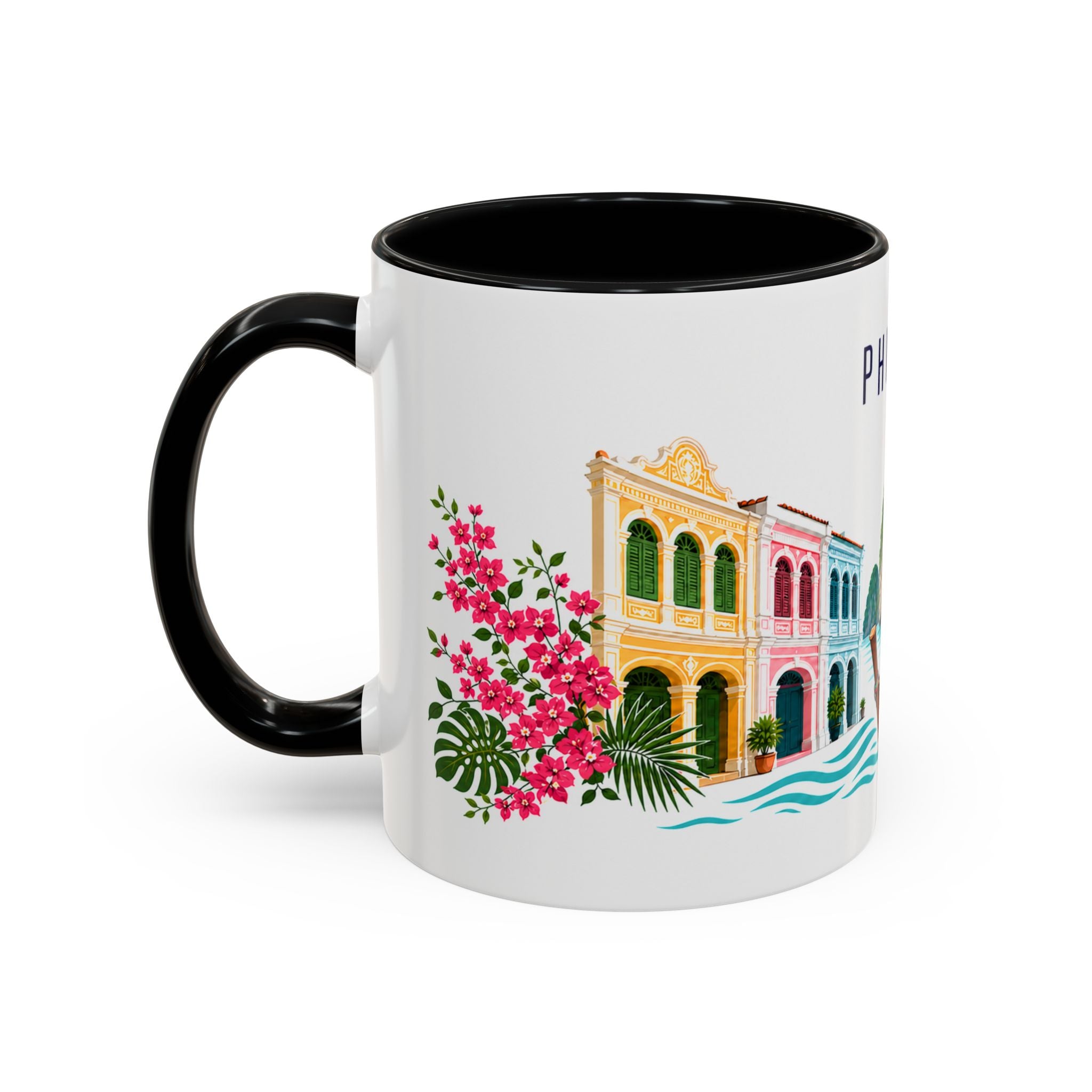 Phuket Coffee Mug | Thailand Travel Souvenir | Porcelain Decal City Gift | 11oz 15oz Accent Mug