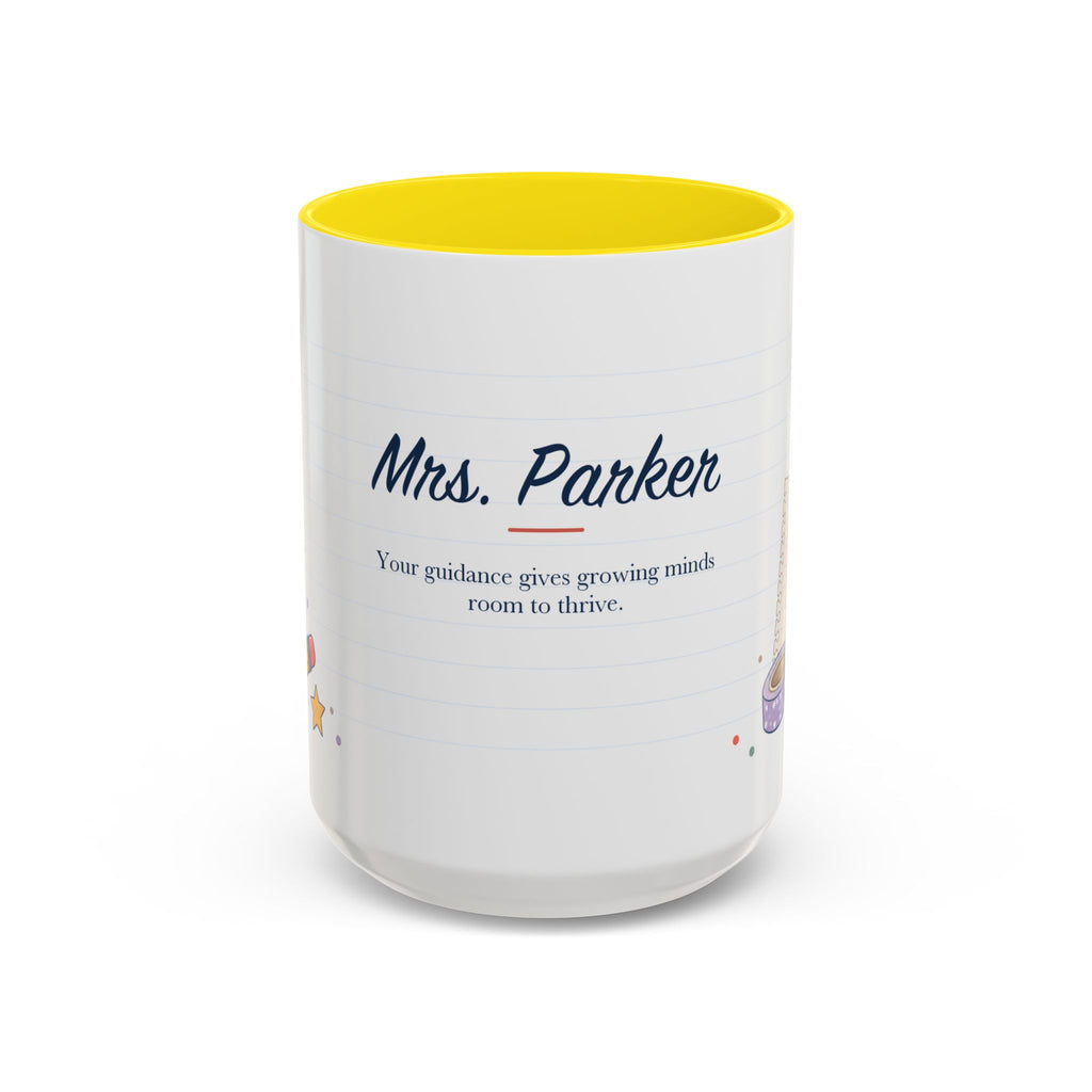 Personalized Teacher Mug | Custom Name Notebook Coffee Cup | Back to School Gift 11oz 15oz