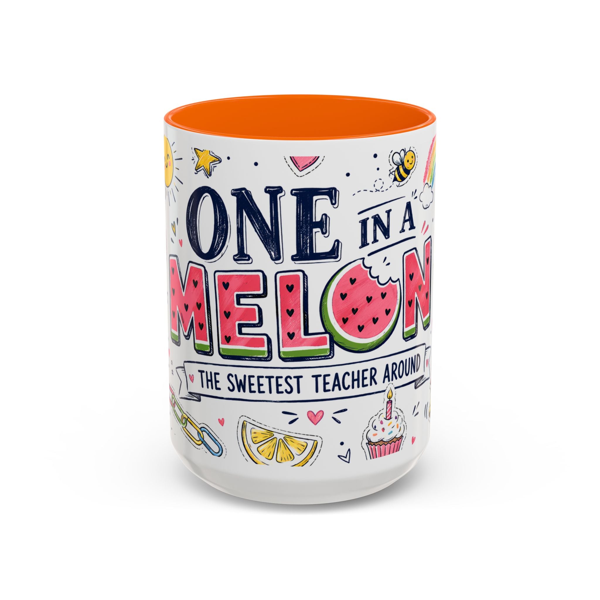 One in a Melon Coffee Mug | Sweetest Teacher Appreciation Gift | Accent Color Ceramic 11oz 15oz
