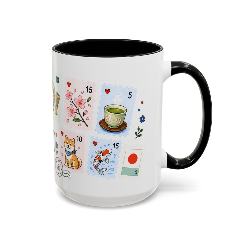 Kyoto Coffee Mug | Postage Stamp Collage Mug | Travel Souvenir Accent Cup 11oz 15oz