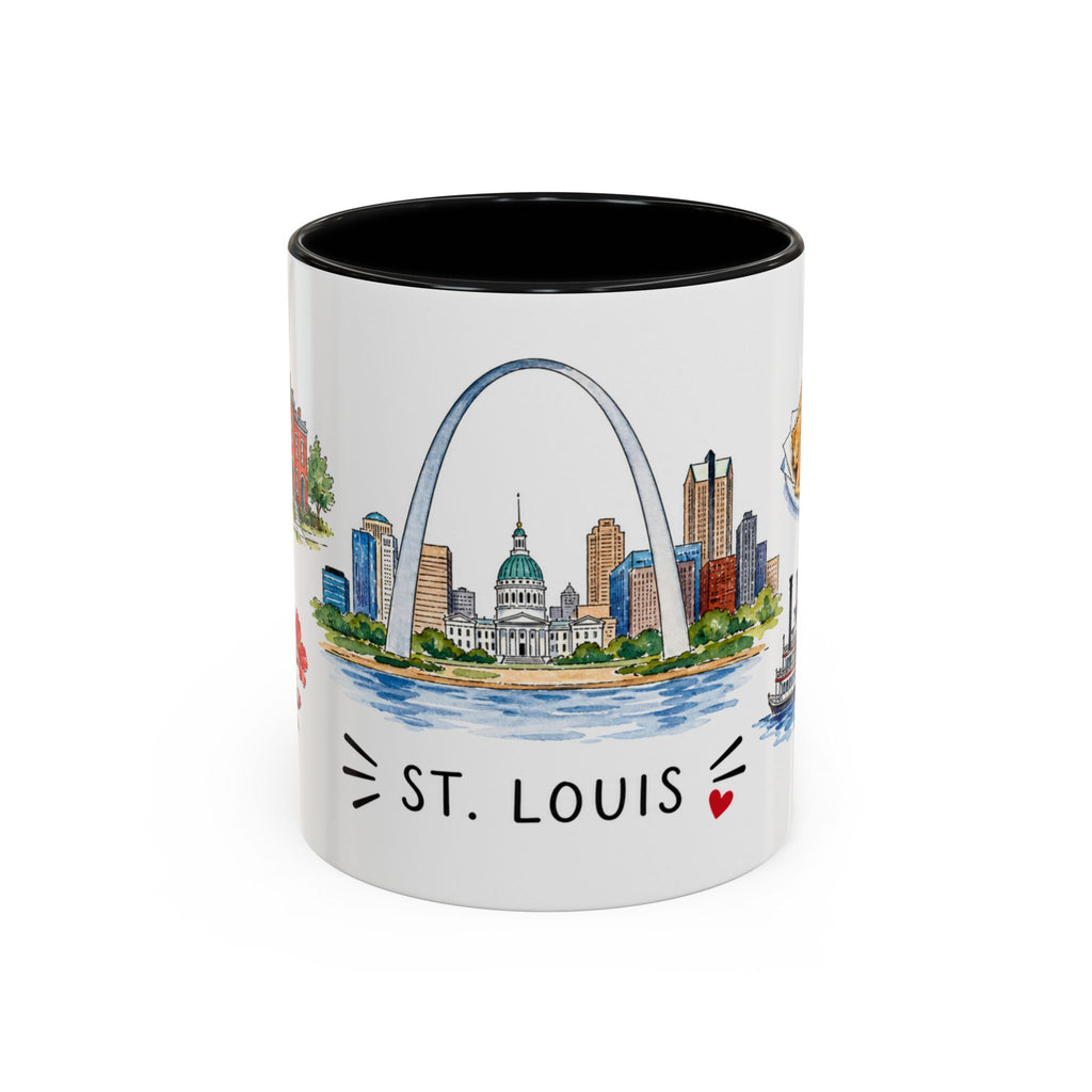 St. Louis Illustrated Travel Mug | City Souvenir Accent Coffee Mug | 11oz 15oz Ceramic Cup