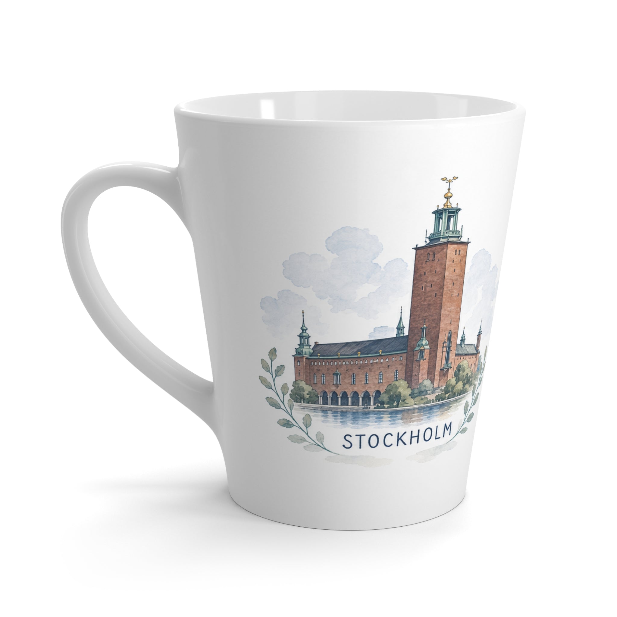 Stockholm Latte Mug | Watercolor City Travel Mug | 12 oz Ceramic Souvenir Gift