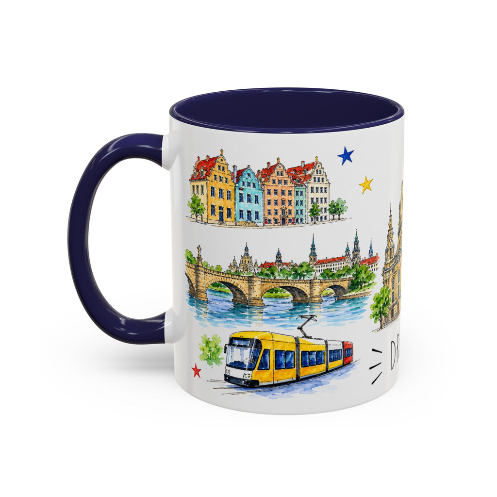 Dresden Illustrated Travel Mug | City Souvenir Accent Coffee Mug | 11oz 15oz Ceramic Cup