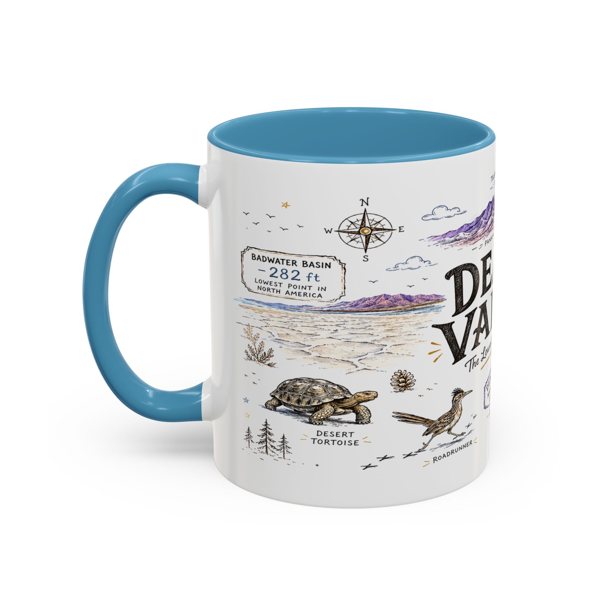 Death Valley National Park Coffee Mug | California Desert Hiking Camping Gift | Accent Color Ceramic 11oz 15oz
