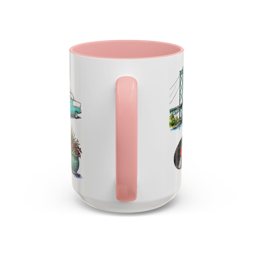 Detroit Illustrated Travel Mug | City Souvenir Accent Coffee Mug | 11oz 15oz Ceramic Cup