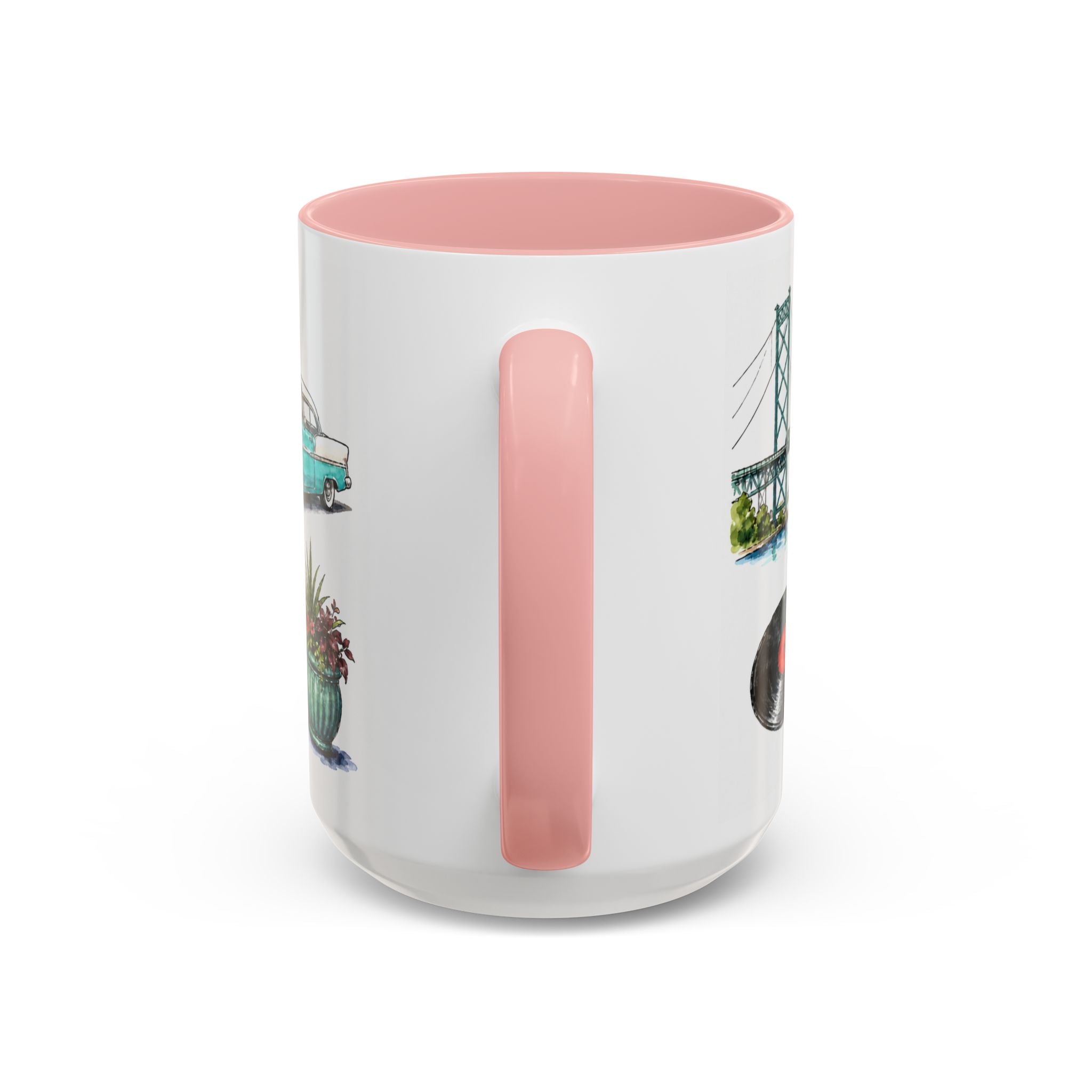 Detroit Illustrated Travel Mug | City Souvenir Accent Coffee Mug | 11oz 15oz Ceramic Cup