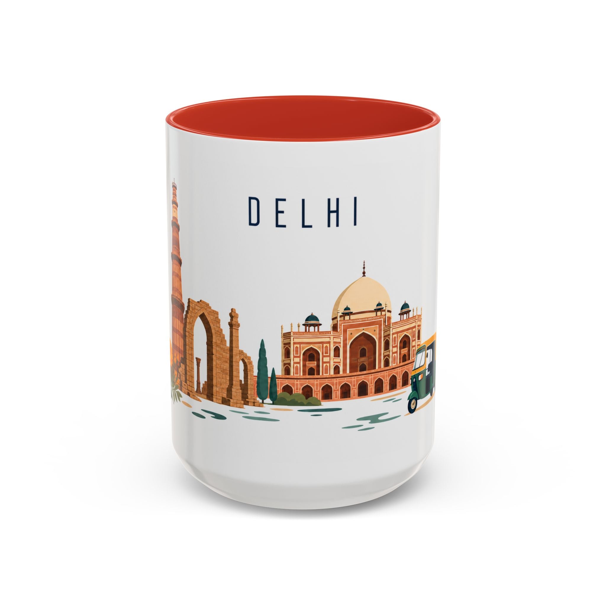 Delhi Coffee Mug | India Travel Souvenir | Porcelain Decal City Gift | 11oz 15oz Accent Mug