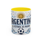 Argentina Soccer Coffee Mug | Soccer Fan Gift | Accent Color Ceramic 11oz 15oz Match Day Cup