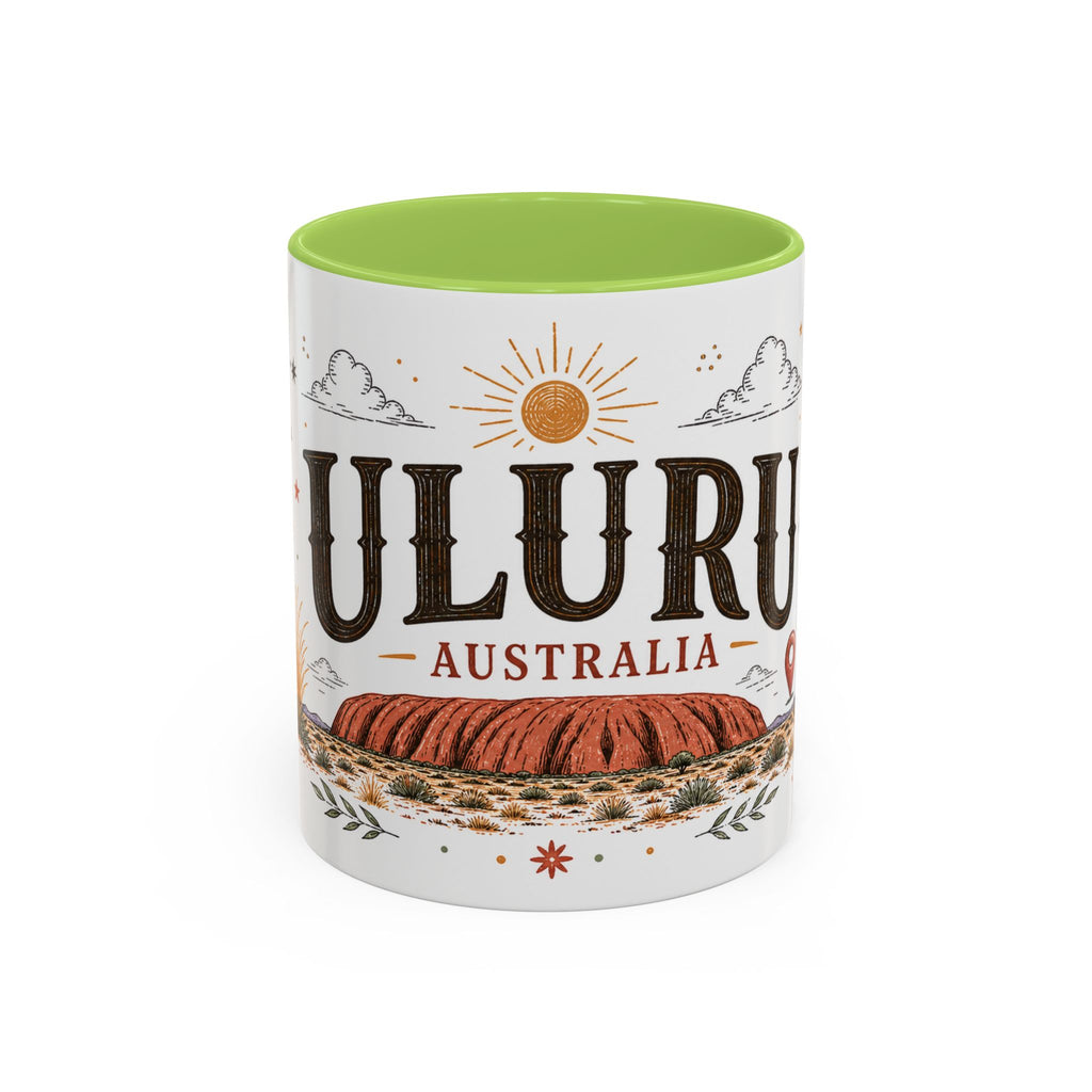 Uluru Coffee Mug | Travel Destination Souvenir Gift | Accent Color Ceramic 11oz 15oz