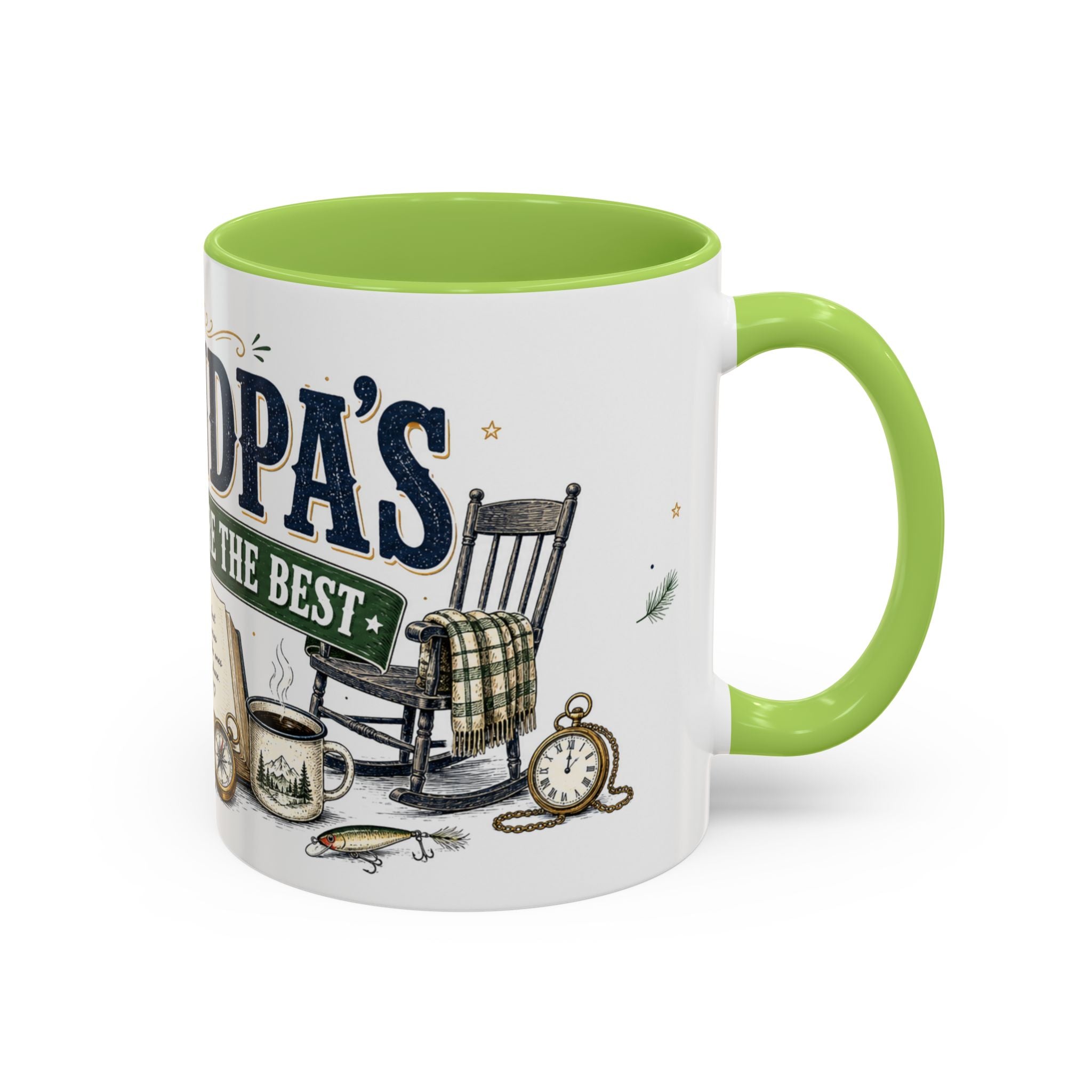 Grandpa's Stories Are The Best Coffee Mug | Gift From Grandkids | Accent Color Ceramic 11oz 15oz