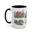 Ghent Illustrated Travel Mug | City Souvenir Accent Coffee Mug | 11oz 15oz Ceramic Cup