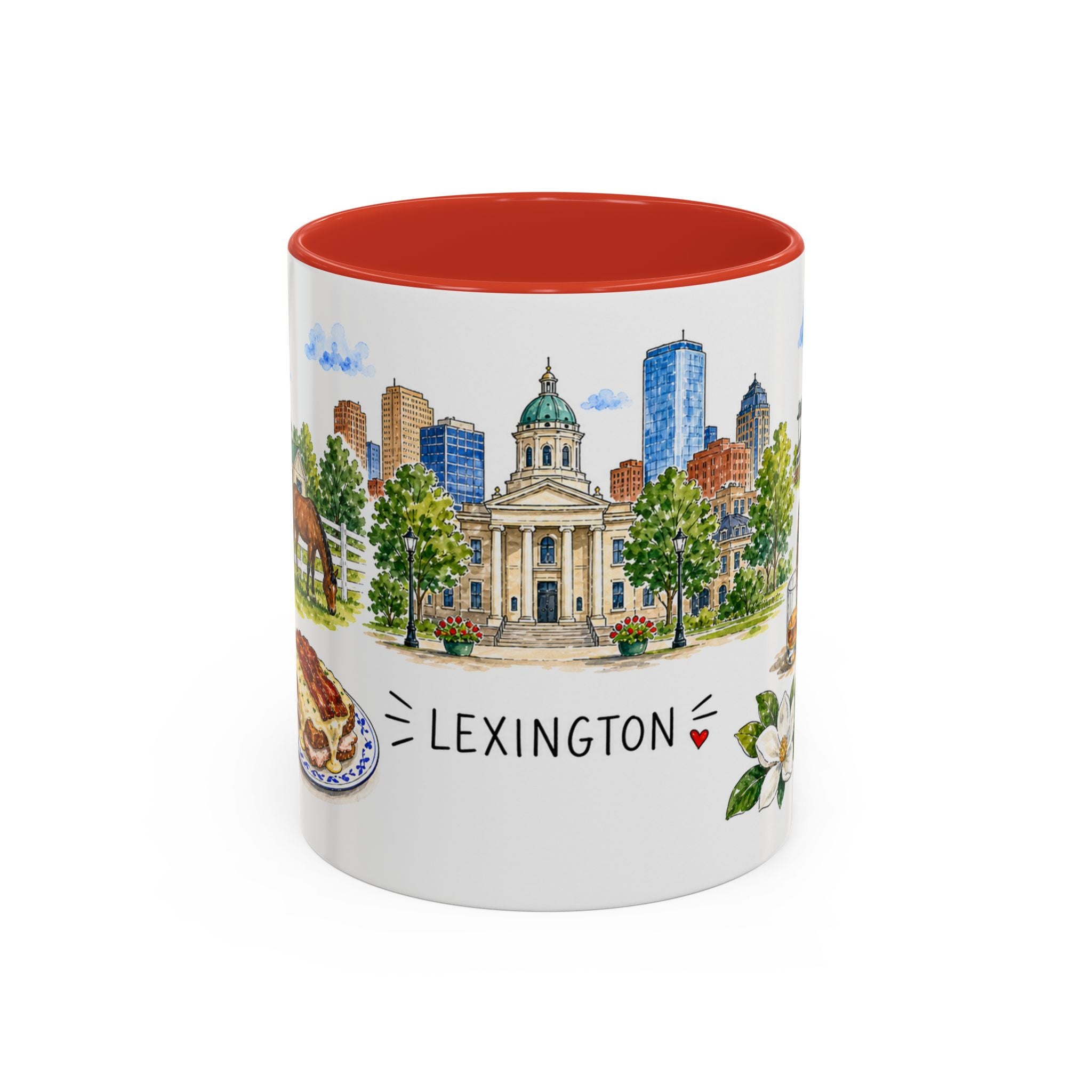 Lexington Illustrated Travel Mug | City Souvenir Accent Coffee Mug | 11oz 15oz Ceramic Cup