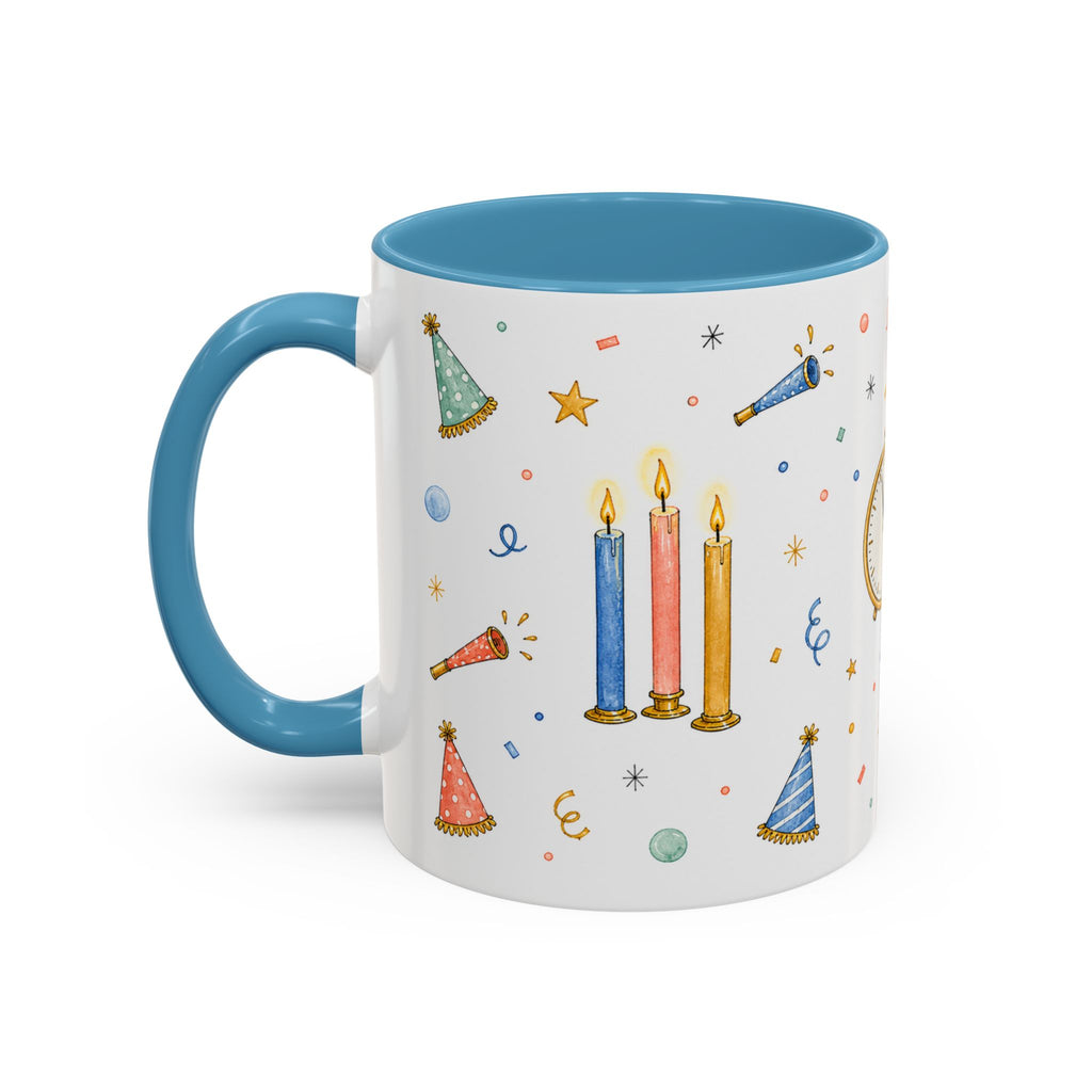 New Year Midnight Mug | Candle Firework Watercolor Party Gift | Accent Cup 11oz 15oz