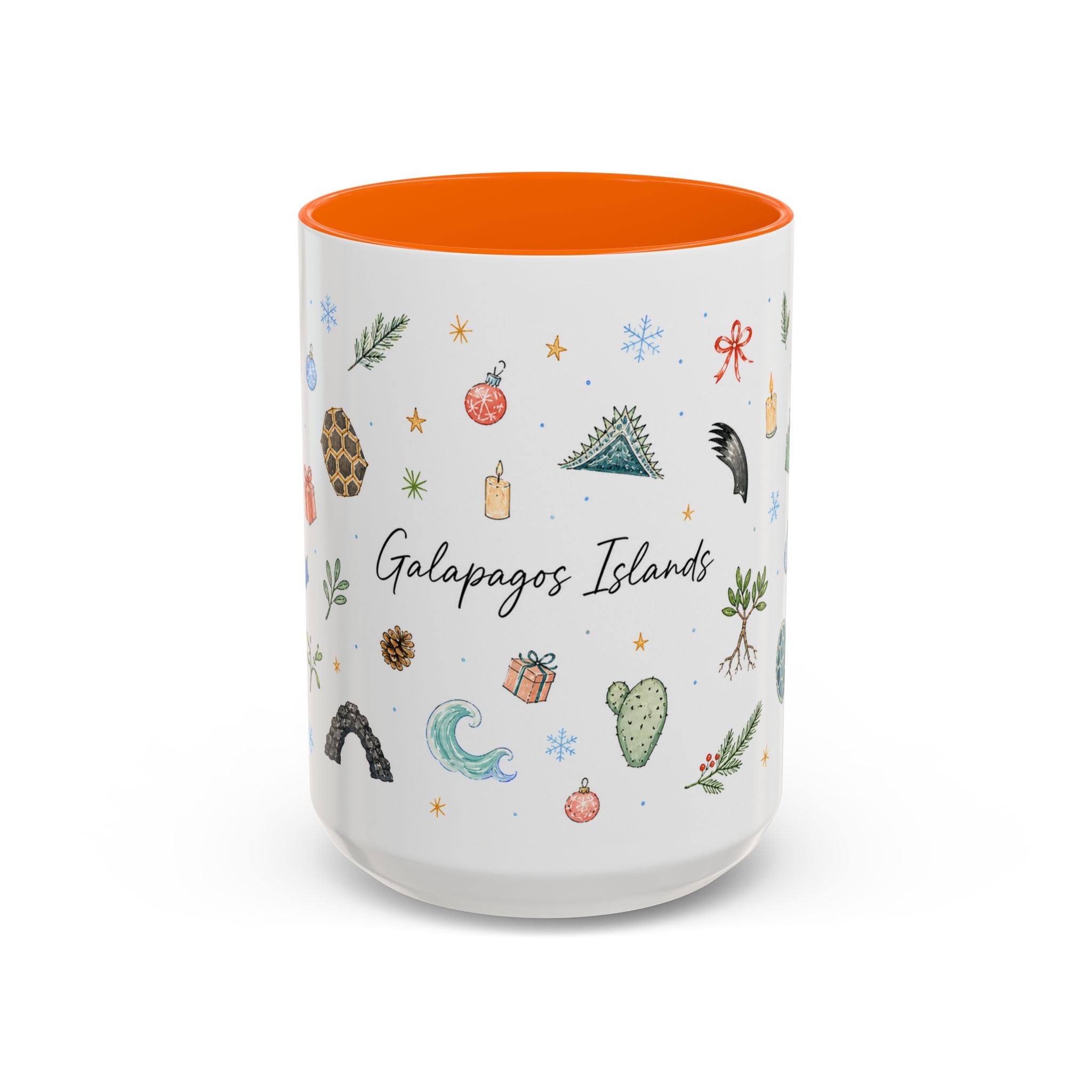 Galapagos Islands Christmas Mug | Watercolor Travel Souvenir | Holiday Gift | Accent Ceramic Coffee Cup 11oz 15oz
