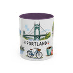 Portland Illustrated Travel Mug | City Souvenir Accent Coffee Mug | 11oz 15oz Ceramic Cup