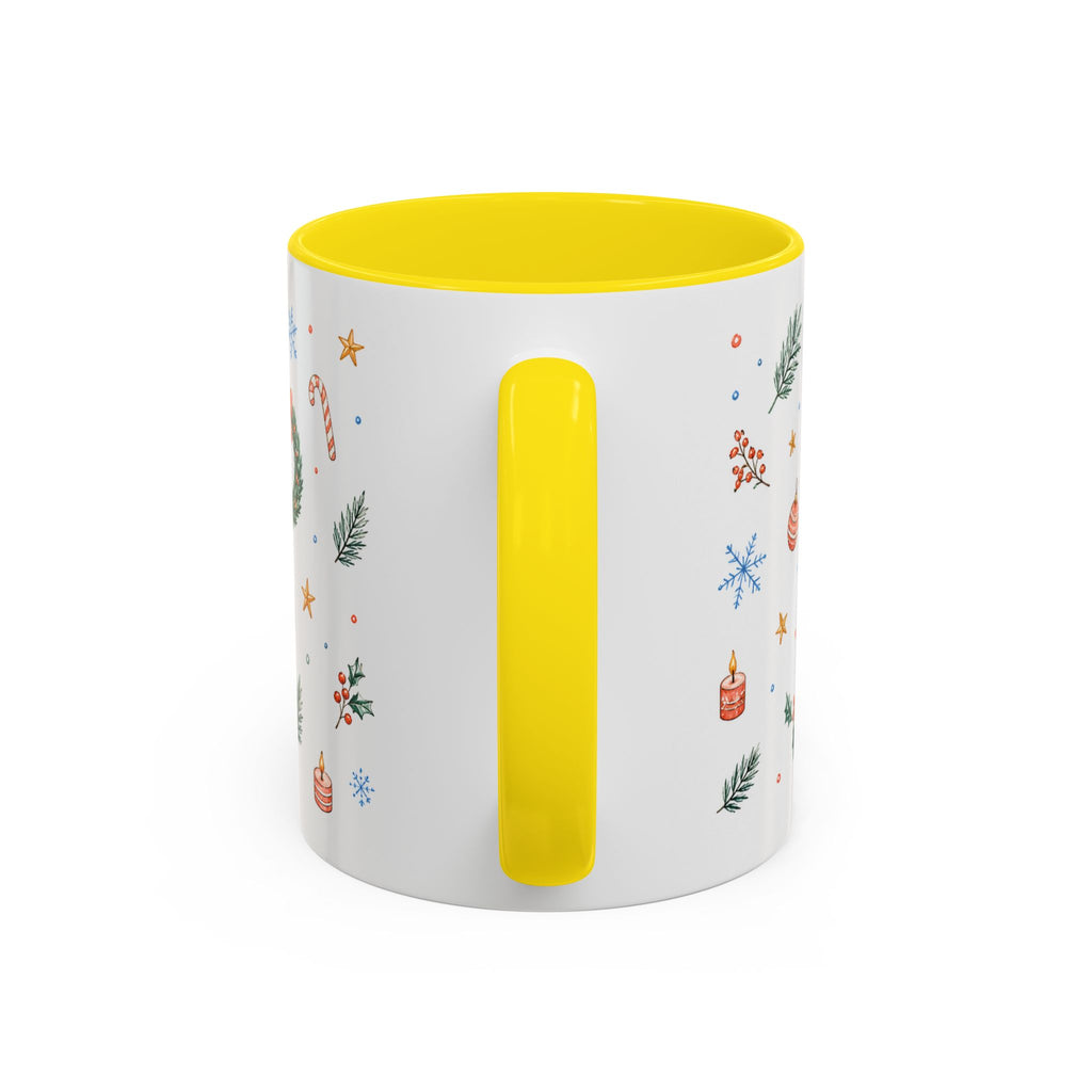 Christmas Mug | Watercolor Tree Gifts Wreath Holiday Cup | Accent Coffee Mug 11oz 15oz