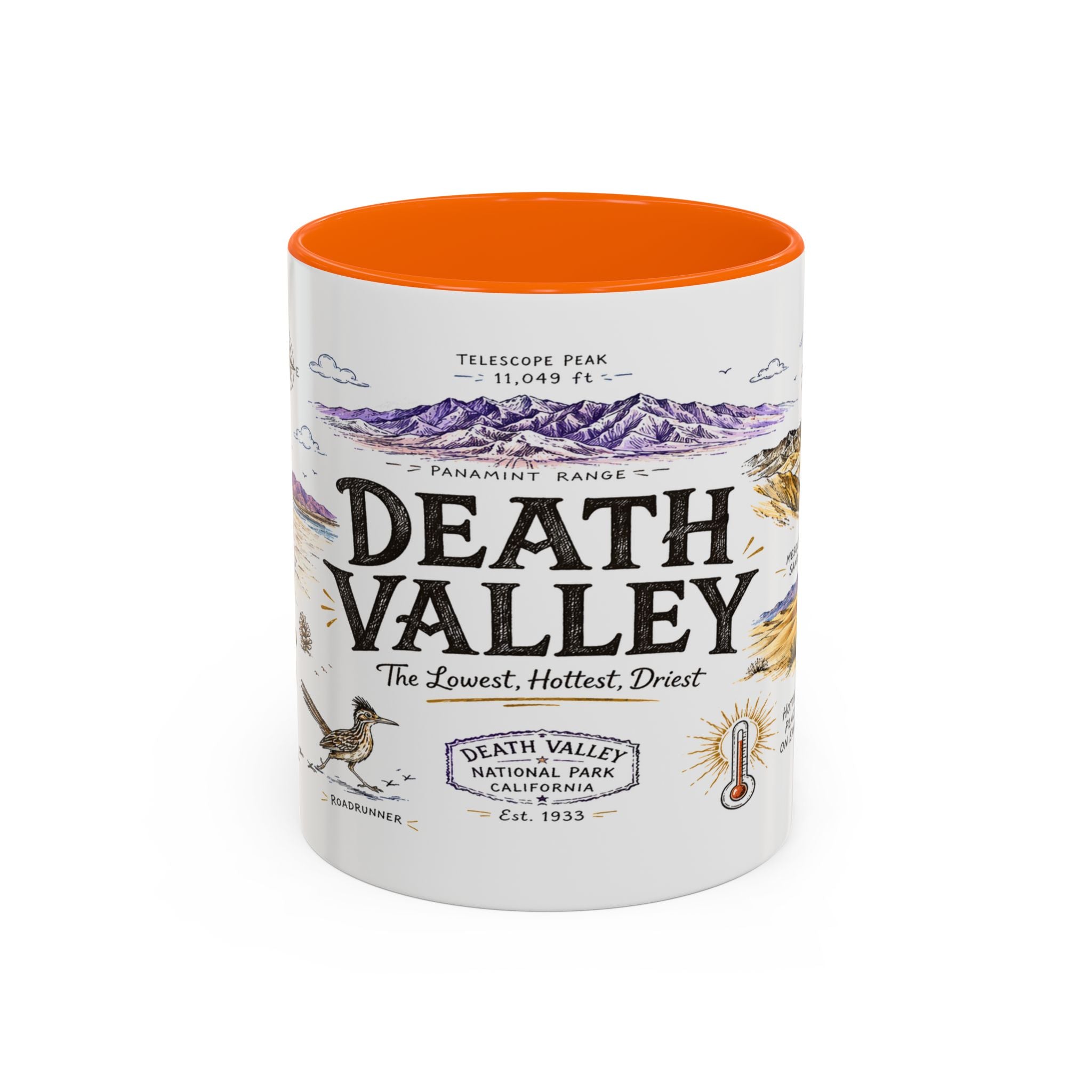 Death Valley National Park Coffee Mug | California Desert Hiking Camping Gift | Accent Color Ceramic 11oz 15oz