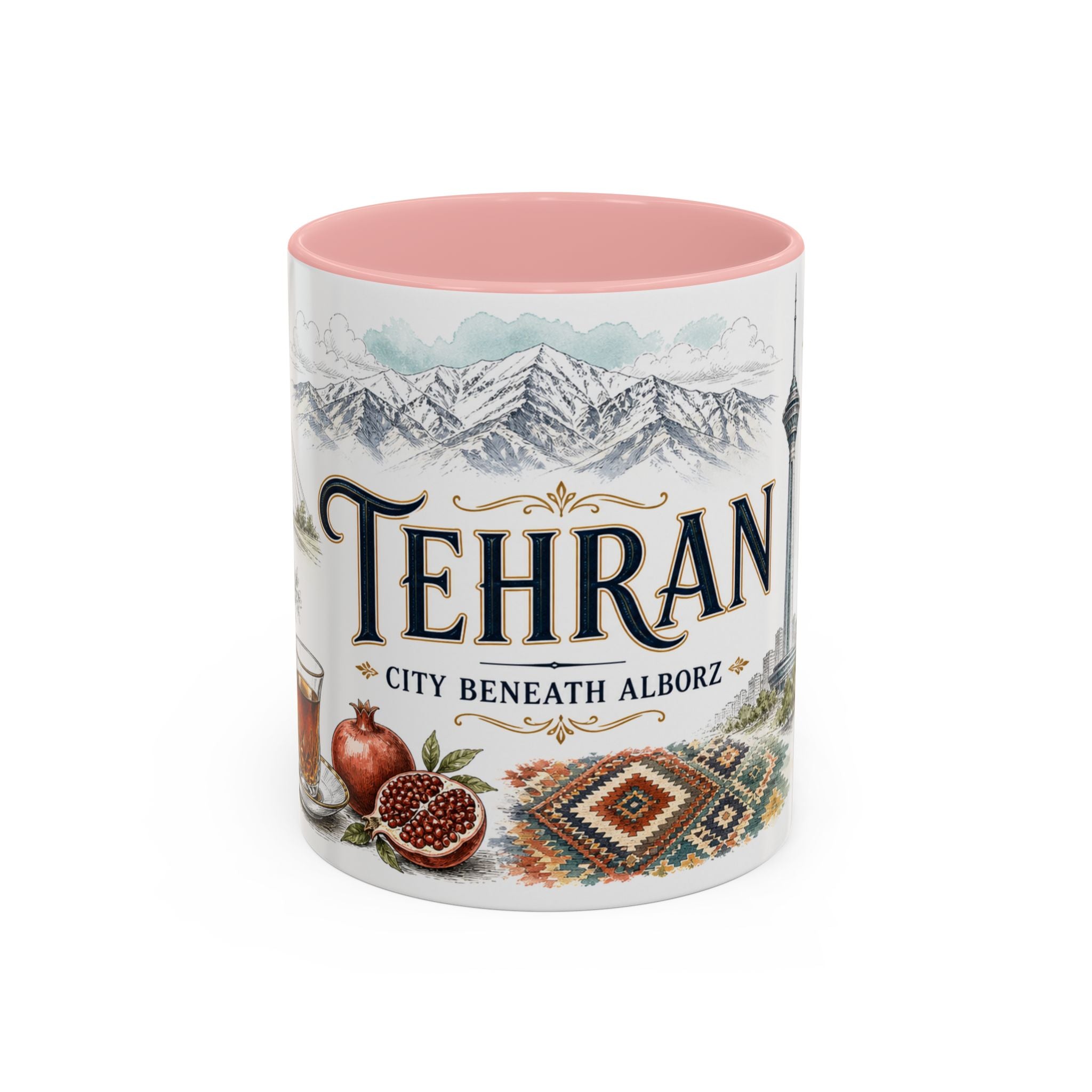 Tehran Coffee Mug | Iran Travel Souvenir | Vintage Illustrated City Gift | 11 oz 15 oz Accent Mug