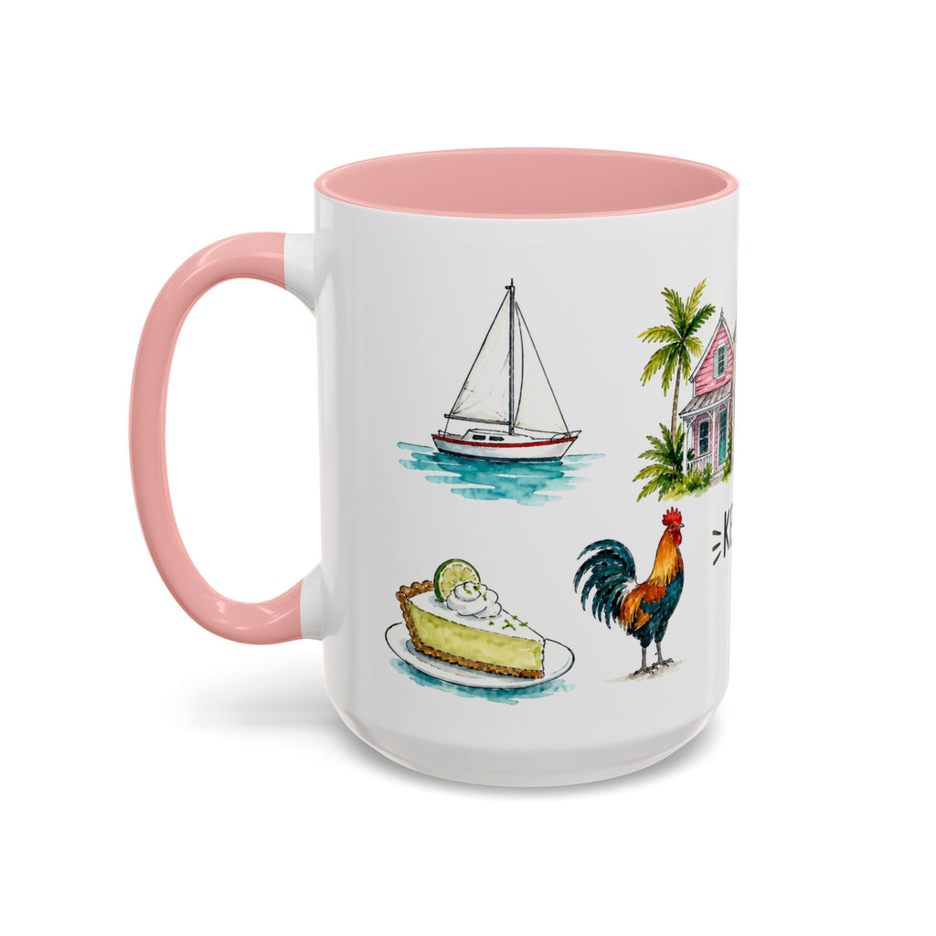 Key West Illustrated Travel Mug | City Souvenir Accent Coffee Mug | 11oz 15oz Ceramic Cup