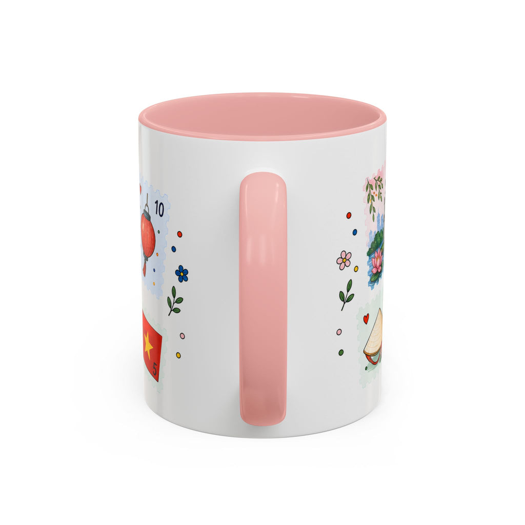 Hanoi Coffee Mug | Postage Stamp Collage Mug | Travel Souvenir Accent Cup 11oz 15oz