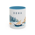 Doha Coffee Mug | Qatar Travel Souvenir | Porcelain Decal City Gift | 11oz 15oz Accent Mug