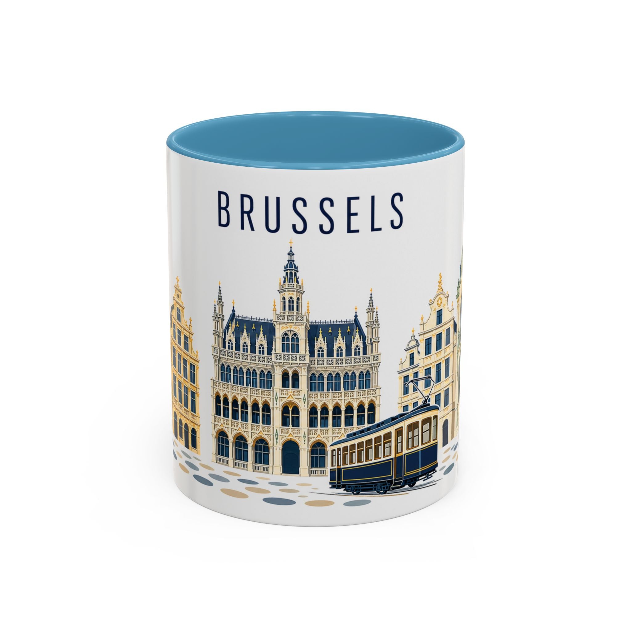 Brussels Coffee Mug | Belgium Travel Souvenir | Porcelain Decal City Gift | 11oz 15oz Accent Mug