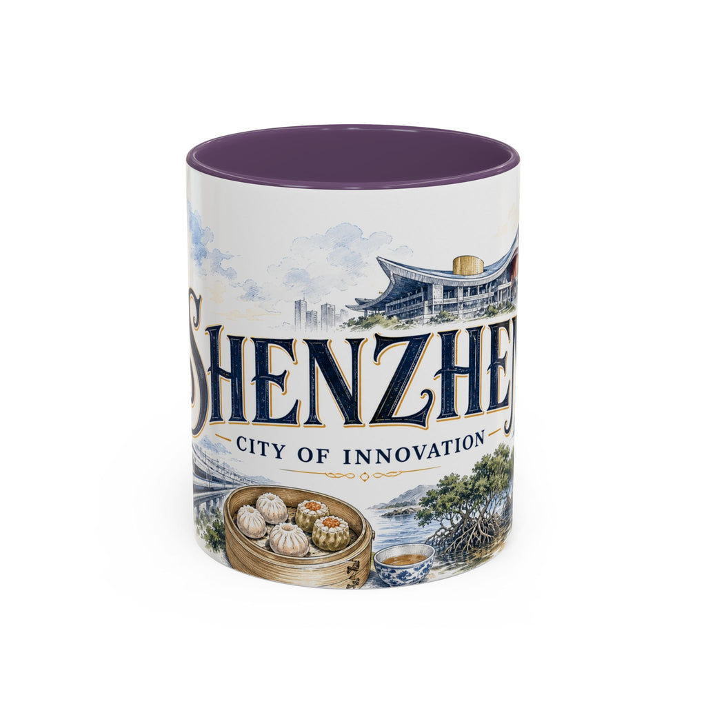 Shenzhen Coffee Mug | China Travel Souvenir | Vintage Illustrated City Gift | 11 oz 15 oz Accent Mug