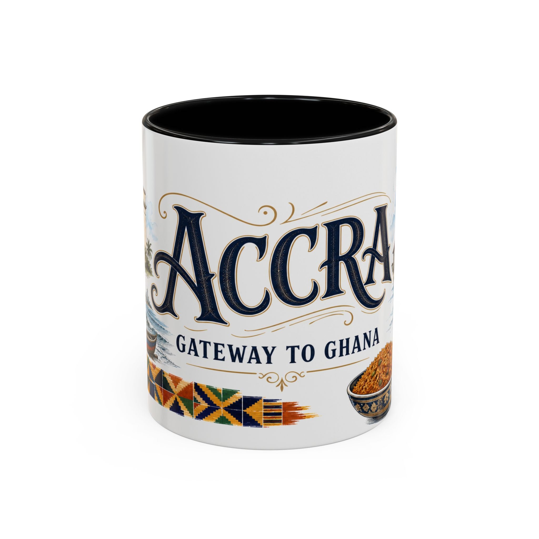 Accra Coffee Mug | Ghana Travel Souvenir | Vintage Illustrated City Gift | 11 oz 15 oz Accent Mug