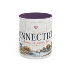Connecticut State Map Mug | Botanical Accent Coffee Cup (11oz 15oz)