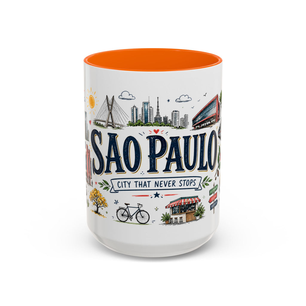 Sao Paulo Coffee Mug | Brazil Souvenir Travel Gift | Accent Color Ceramic 11oz 15oz