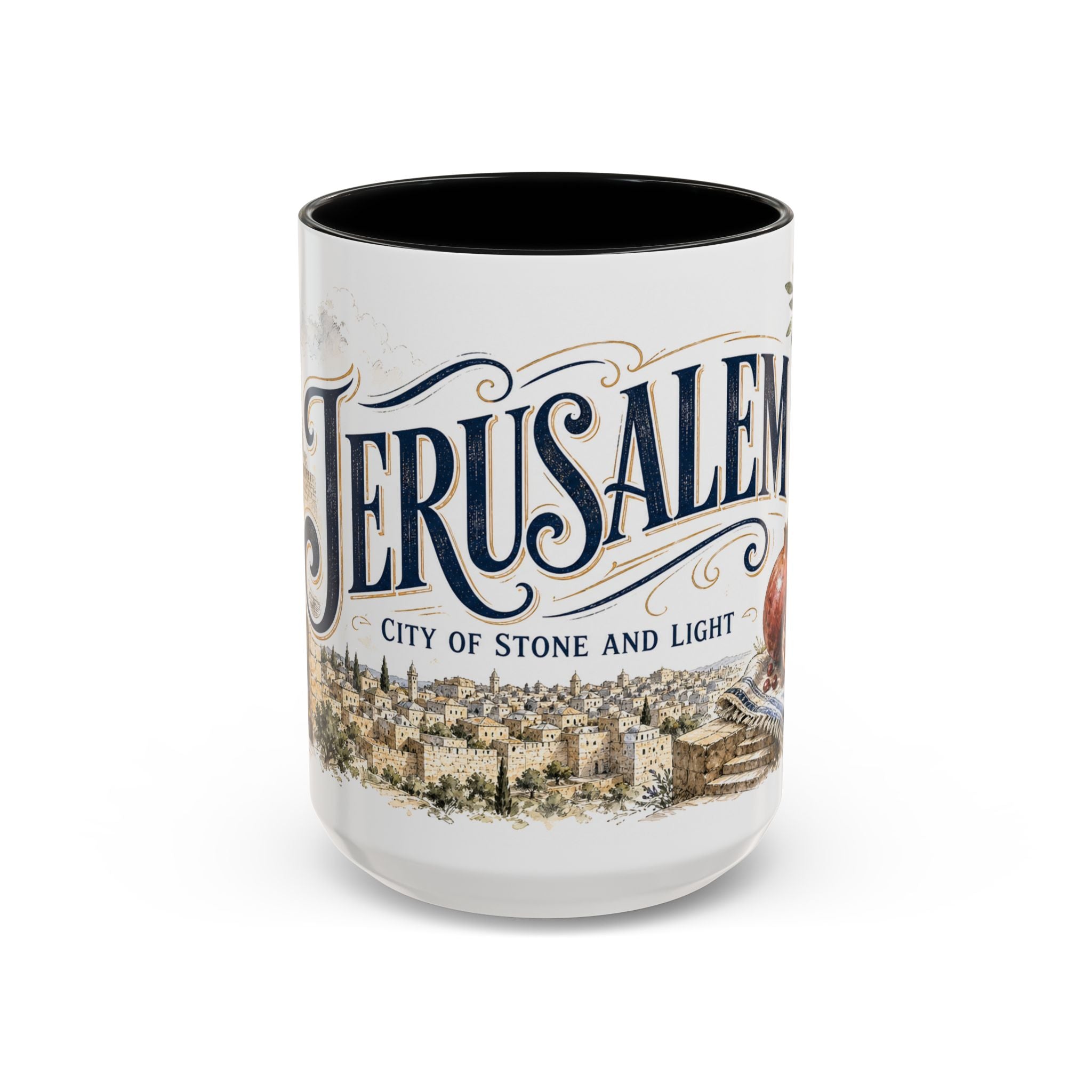 Jerusalem Coffee Mug | Jerusalem region Travel Souvenir | Vintage Illustrated City Gift | 11 oz 15 oz Accent Mug