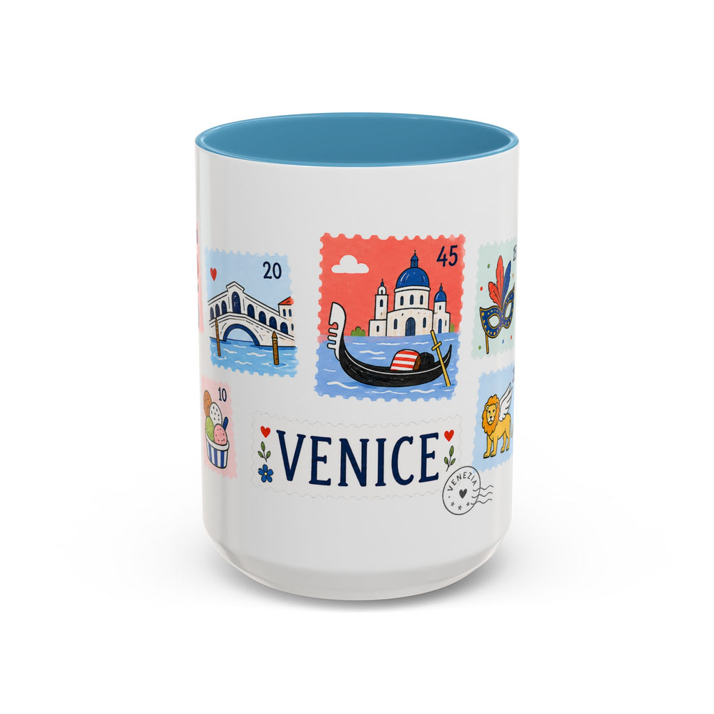 Venice Coffee Mug | Postage Stamp Collage Mug | Travel Souvenir Accent Cup 11oz 15oz