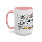 Amsterdam Coffee Mug | Netherlands Souvenir Travel Gift | Accent Color Ceramic 11oz 15oz