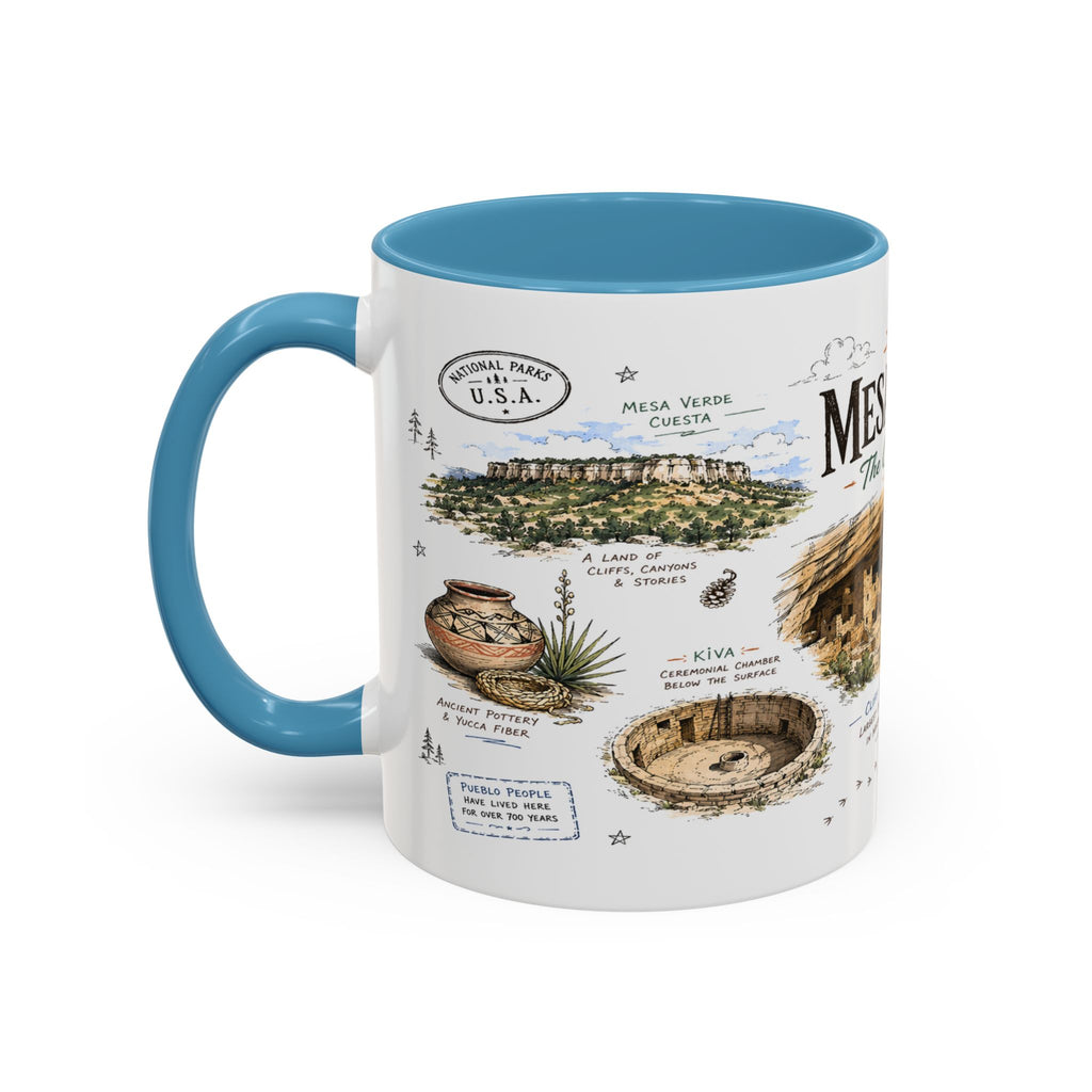 Mesa Verde National Park Coffee Mug | Colorado Ancient Cliff Dwellings Gift | Accent Color Ceramic 11oz 15oz