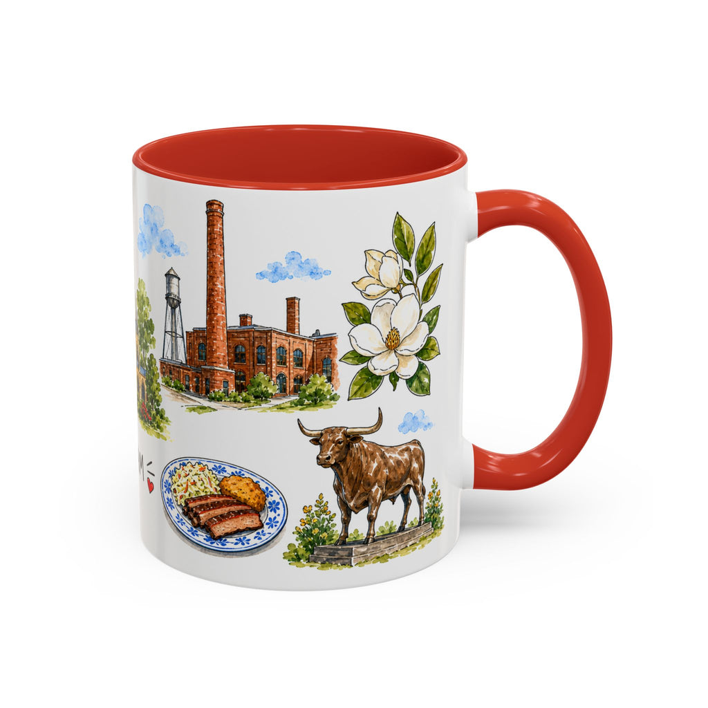 Durham Illustrated Travel Mug | City Souvenir Accent Coffee Mug | 11oz 15oz Ceramic Cup