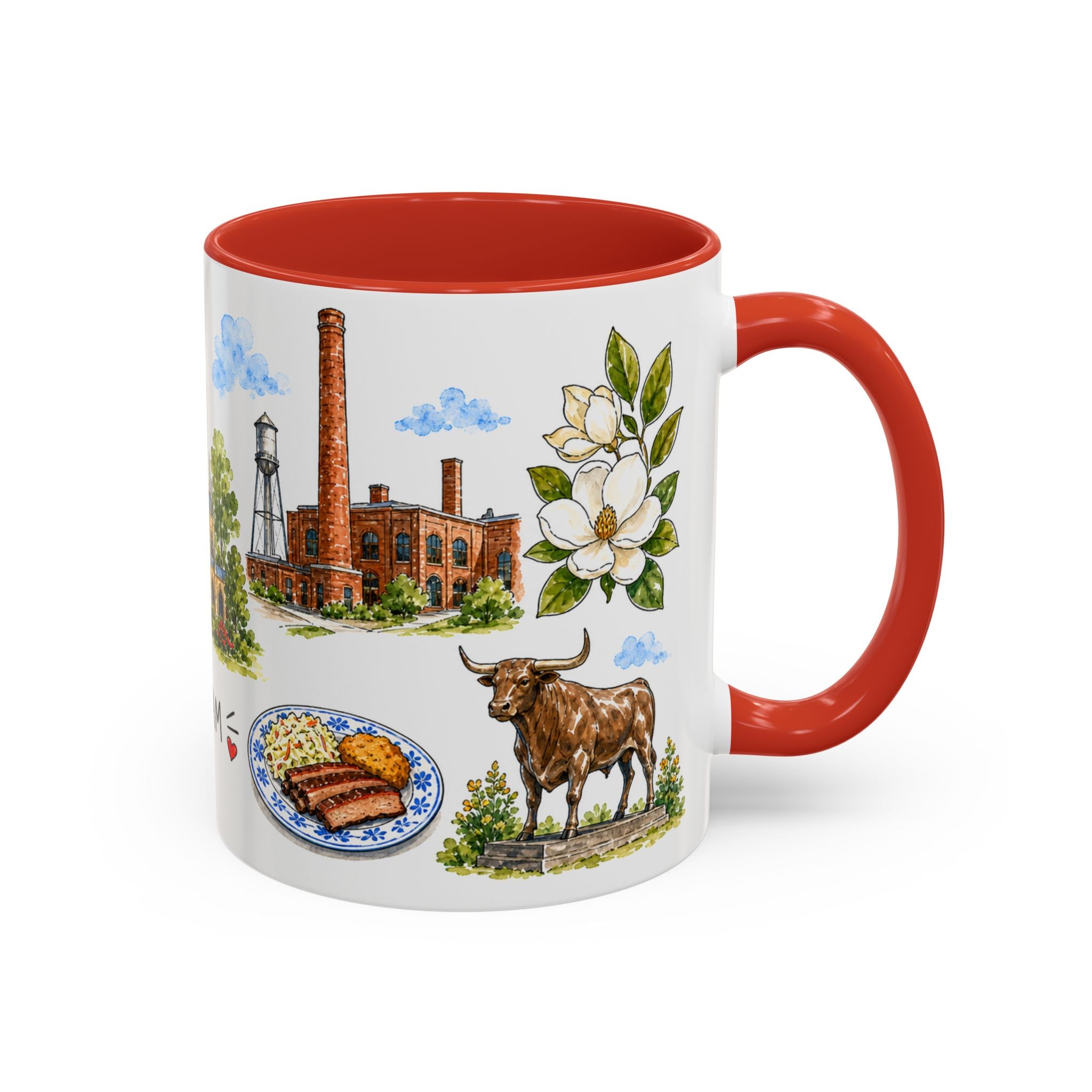 Durham Illustrated Travel Mug | City Souvenir Accent Coffee Mug | 11oz 15oz Ceramic Cup