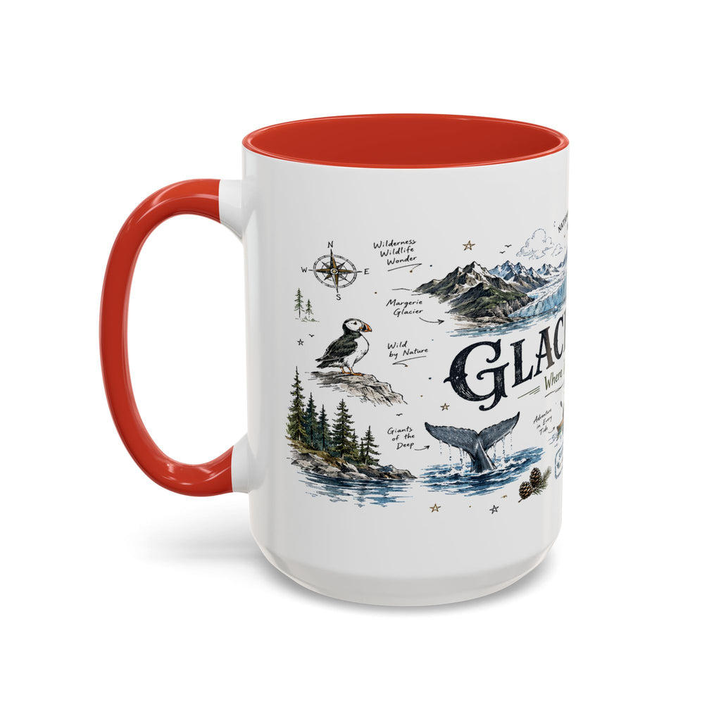 Glacier Bay National Park Coffee Mug | Alaska Wilderness Kayaking Gift | Accent Color Ceramic 11oz 15oz