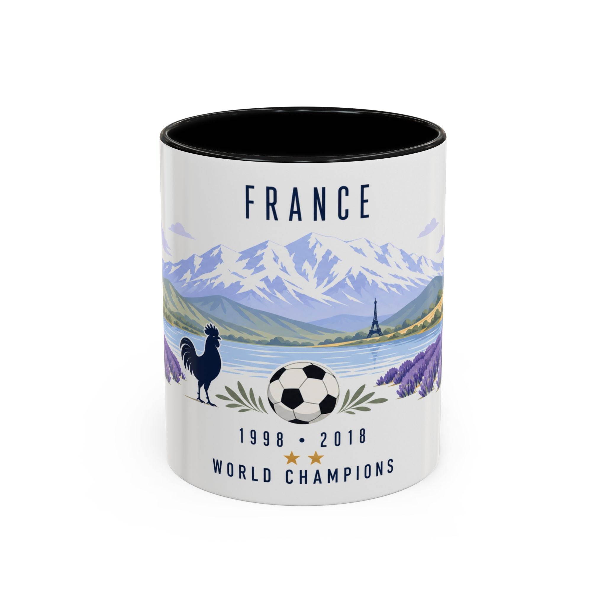 France World Champions Mug | Two Time Soccer Champion Gift | French Football Fan Cup | 1998 2018 | 11oz 15oz Accent Mug