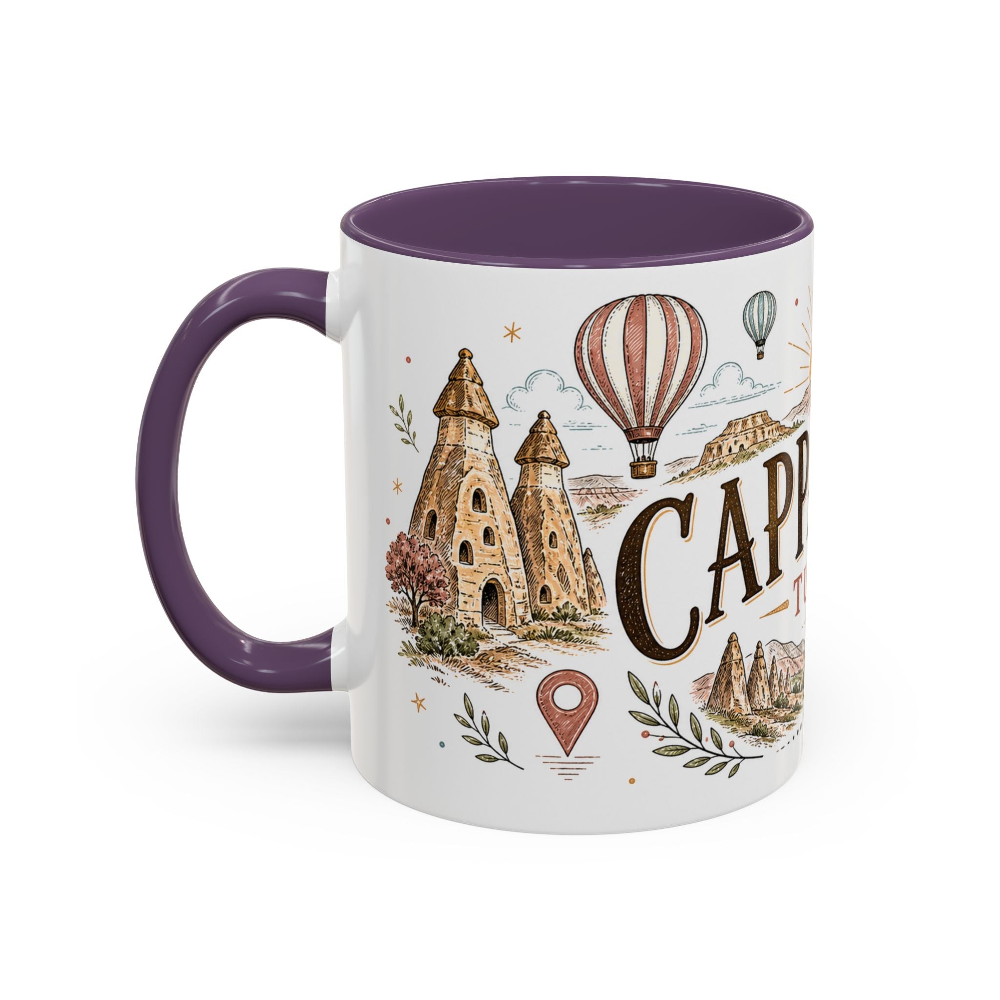 Cappadocia Coffee Mug | Travel Destination Souvenir Gift | Accent Color Ceramic 11oz 15oz