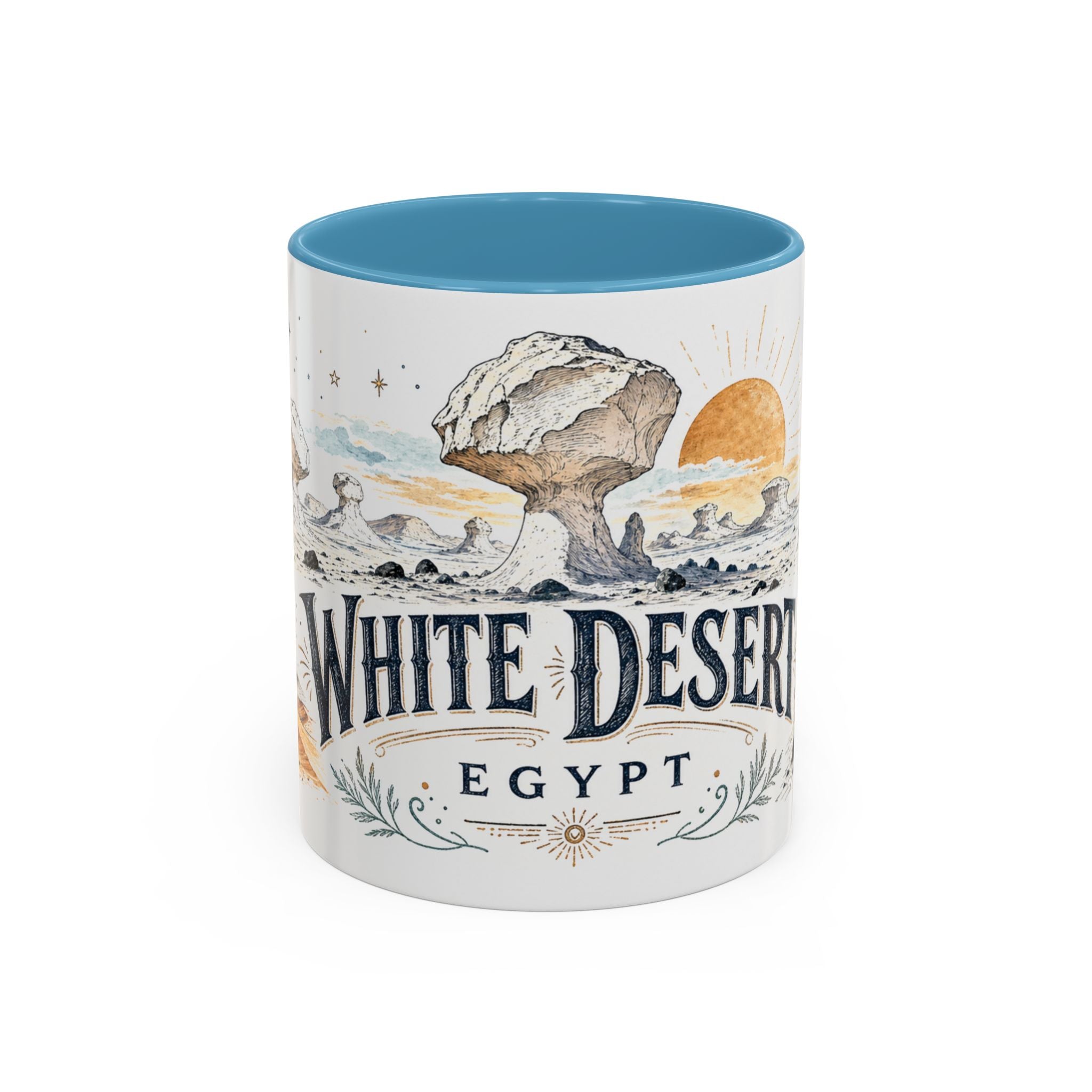 White Desert Mug, Egypt Travel Souvenir, Bucket List Gift, Accent Ceramic Coffee Mug 11oz 15oz