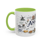Amsterdam Coffee Mug | Netherlands Souvenir Travel Gift | Accent Color Ceramic 11oz 15oz