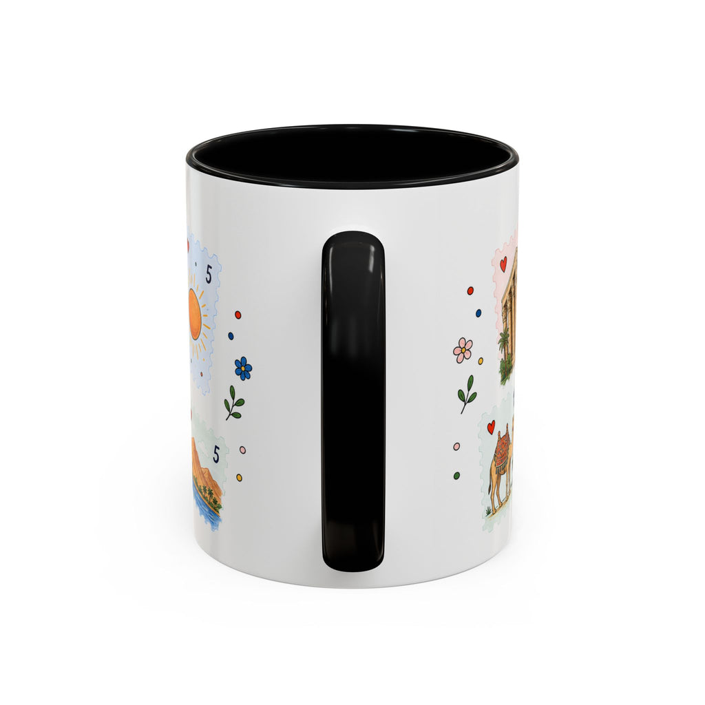 Luxor Coffee Mug | Postage Stamp Collage Mug | Travel Souvenir Accent Cup 11oz 15oz