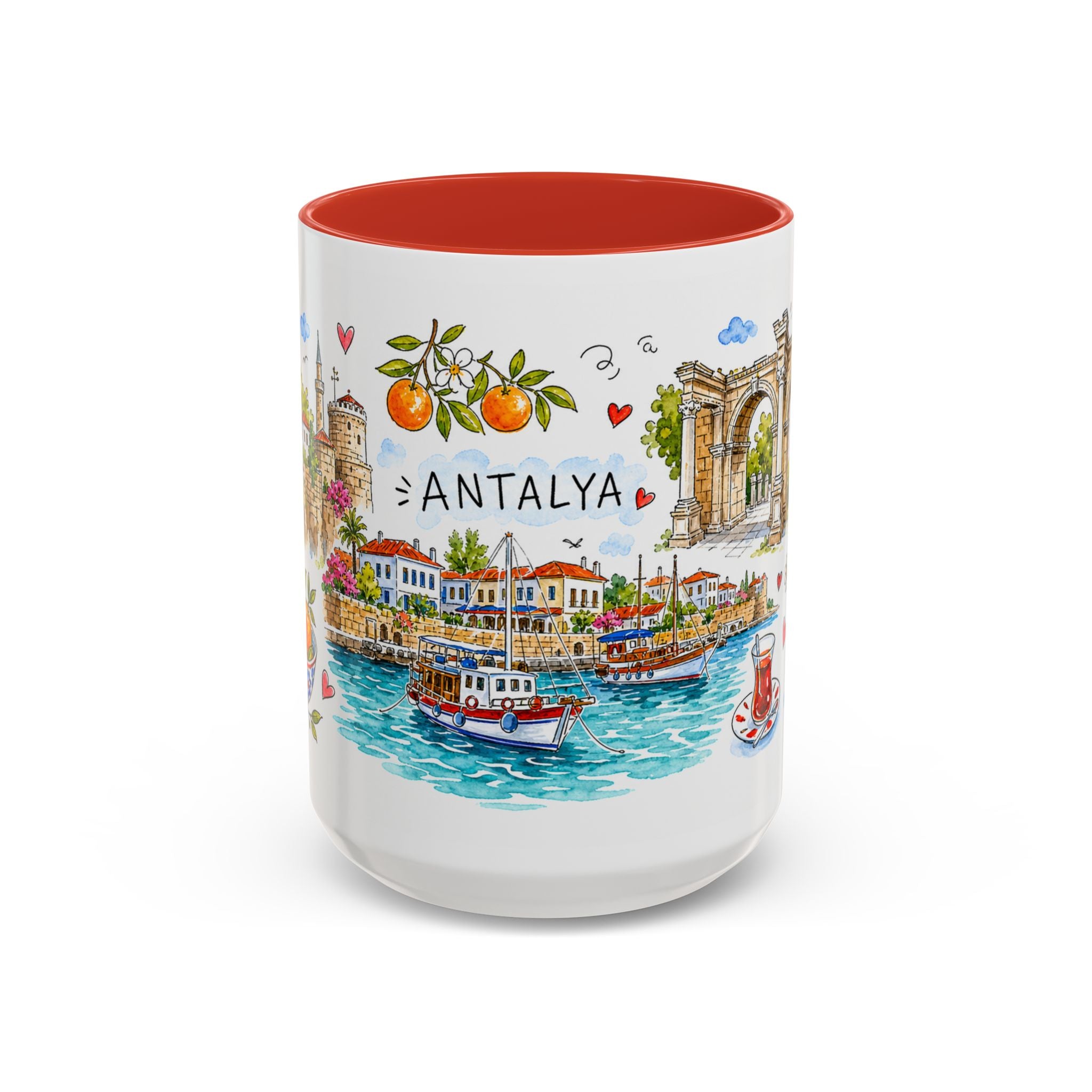 Antalya Travel Mug | European City Souvenir Accent Coffee Mug | 11oz 15oz Ceramic Cup
