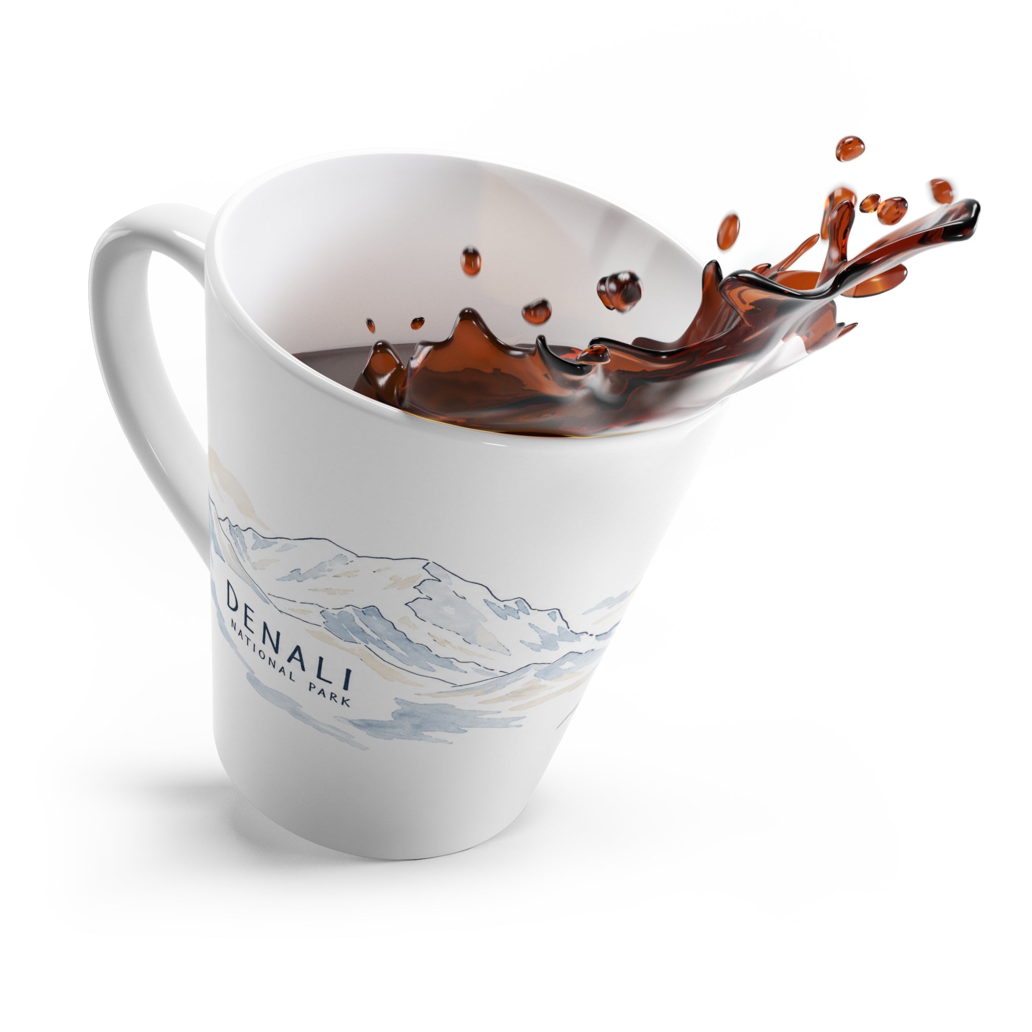 Denali National Park Latte Mug | Pastel Watercolor Nature Coffee Cup | 12 oz Travel Souvenir Gift