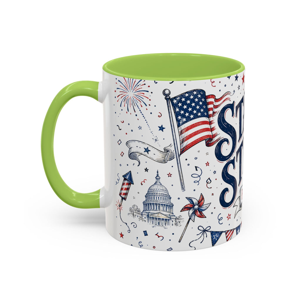 Stars and Stripes Forever Coffee Mug | Patriotic 4th of July Gift | Accent Color Ceramic 11oz 15oz