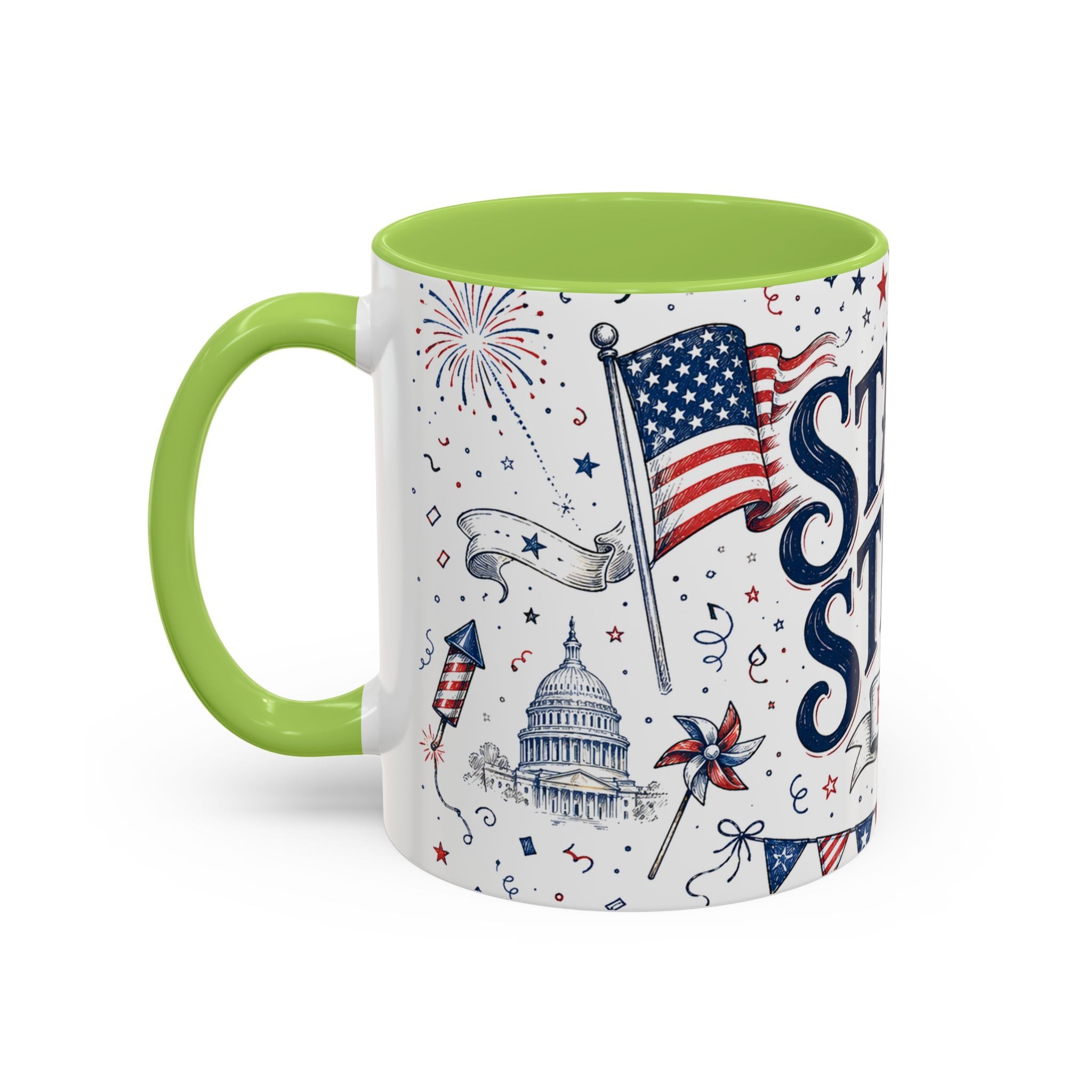 Stars and Stripes Forever Coffee Mug | Patriotic 4th of July Gift | Accent Color Ceramic 11oz 15oz