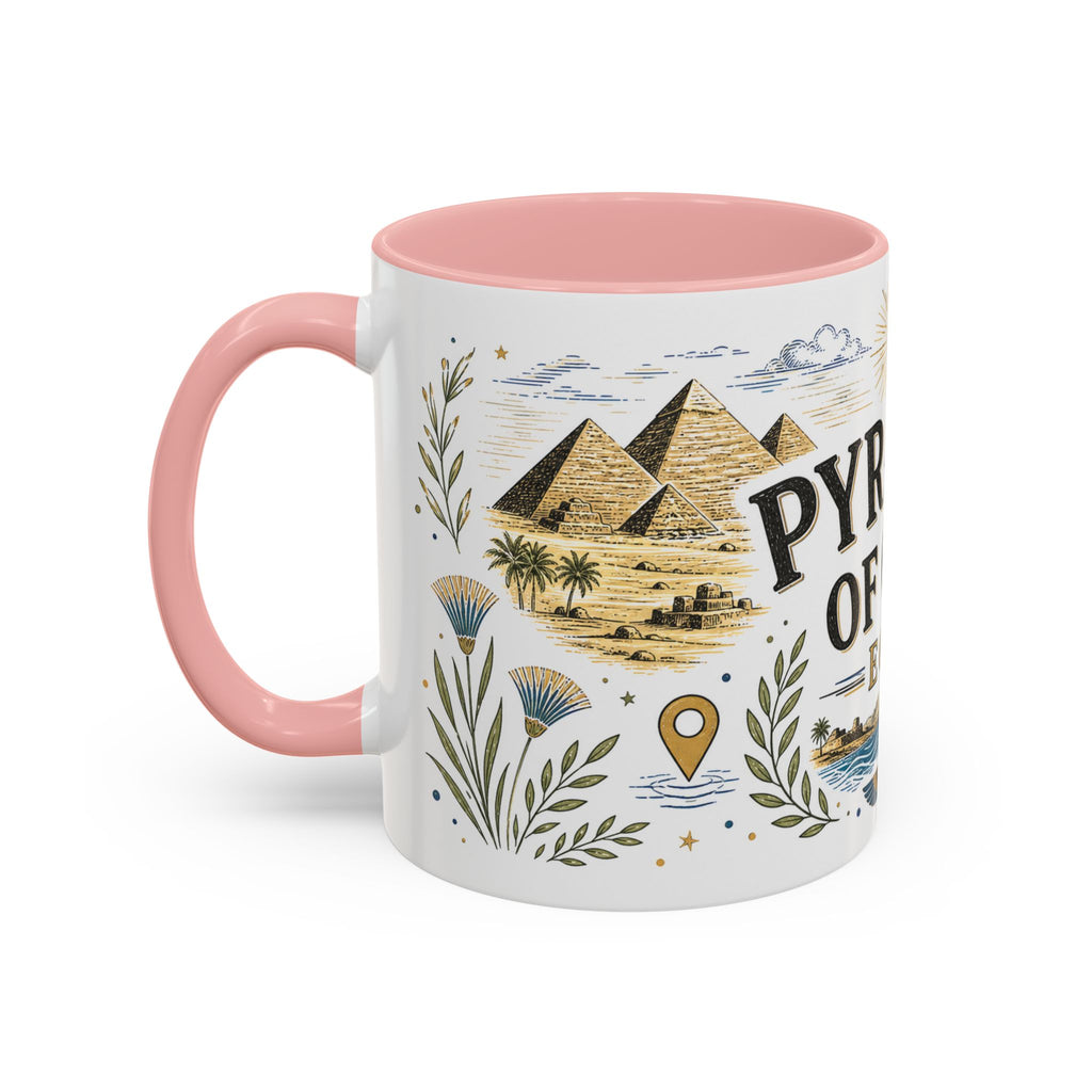 Pyramids of Giza Coffee Mug | Travel Destination Souvenir Gift | Accent Color Ceramic 11oz 15oz