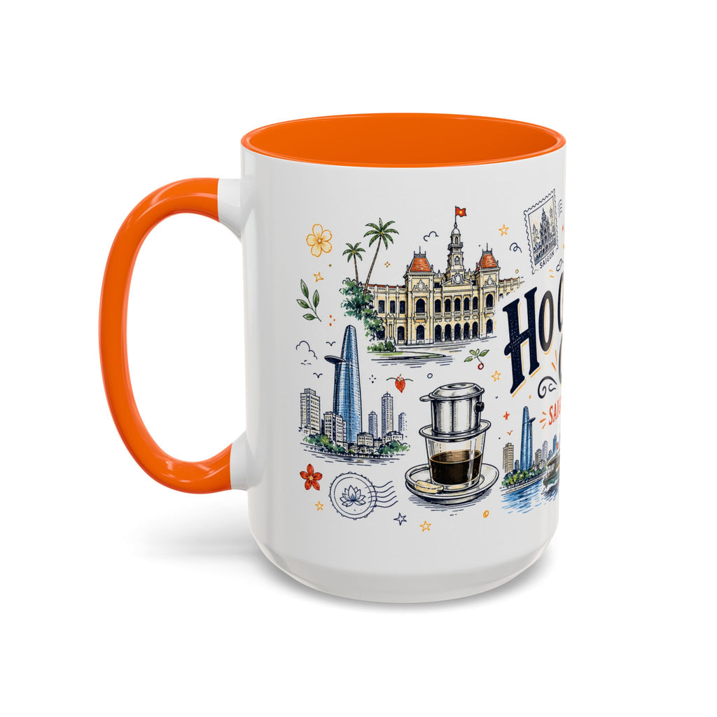 Ho Chi Minh City Coffee Mug | Vietnam Souvenir Travel Gift | Accent Color Ceramic 11oz 15oz
